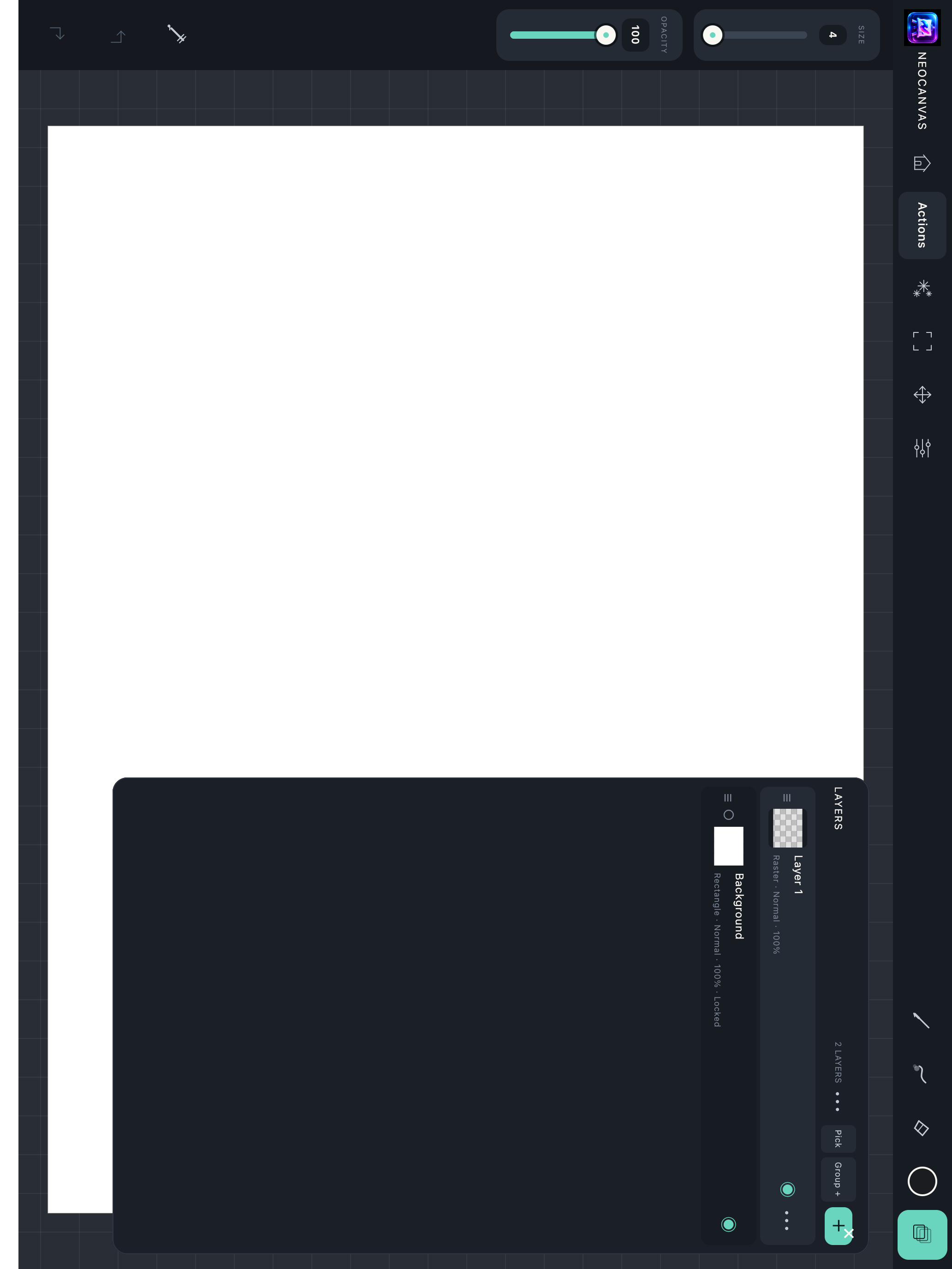 NeoCanvas Layers panel on iPad